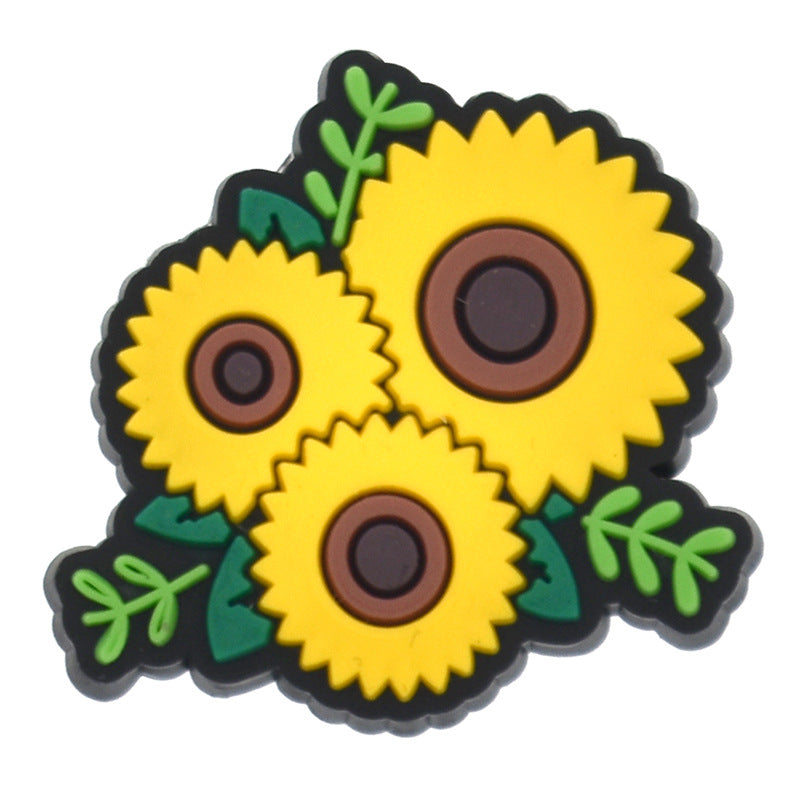 Wholesale 100PCS PVC Cartoon Sunflower Bee DIY Shoe Buckle