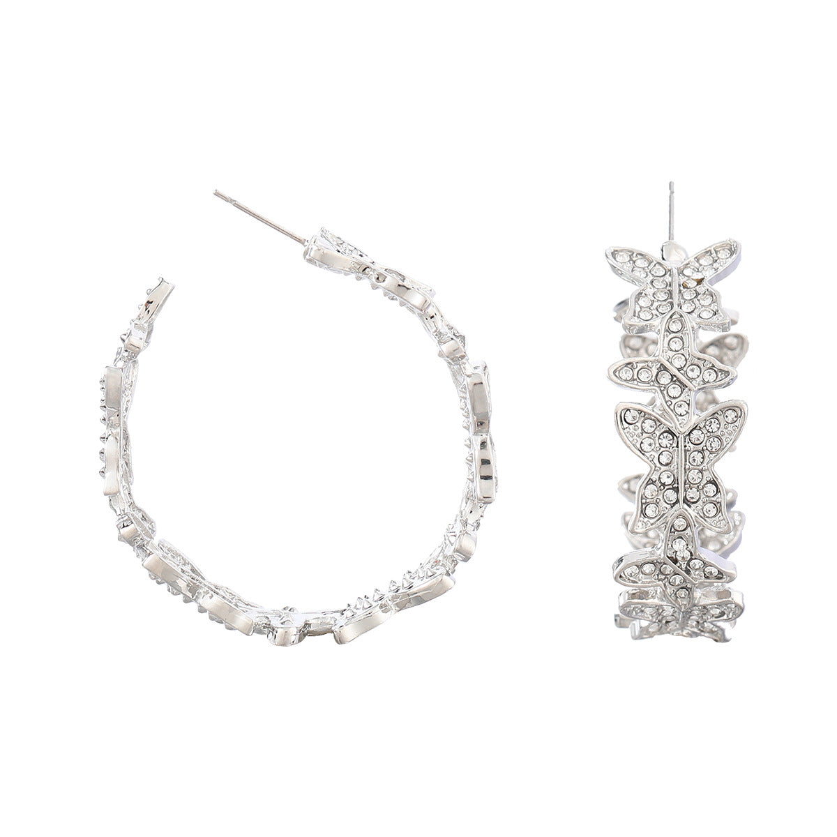 Wholesale Colored Diamond Butterfly Alloy Earrings