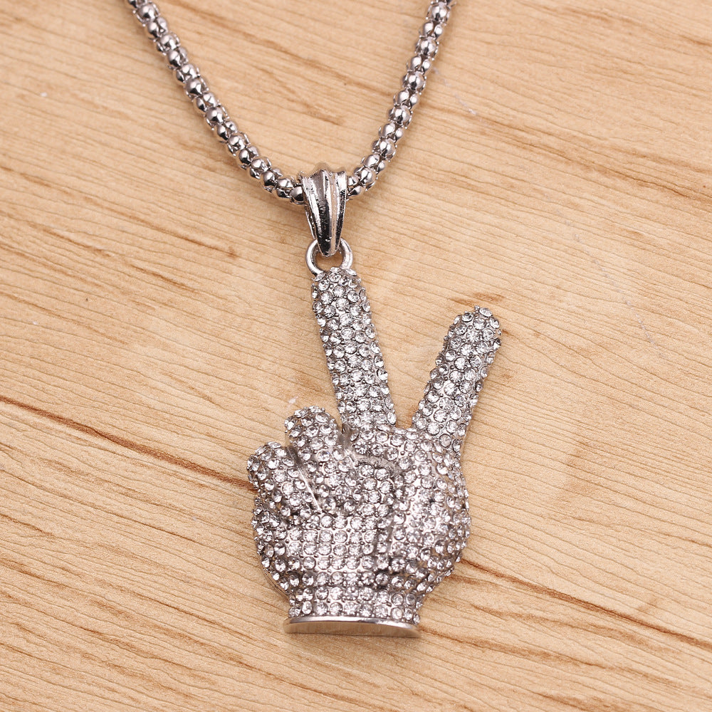 Wholesale Victory Sign Alloy Necklace
