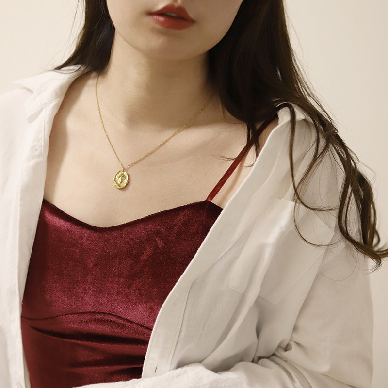 Wholesale Portrait Lady Head Titanium Steel Necklace