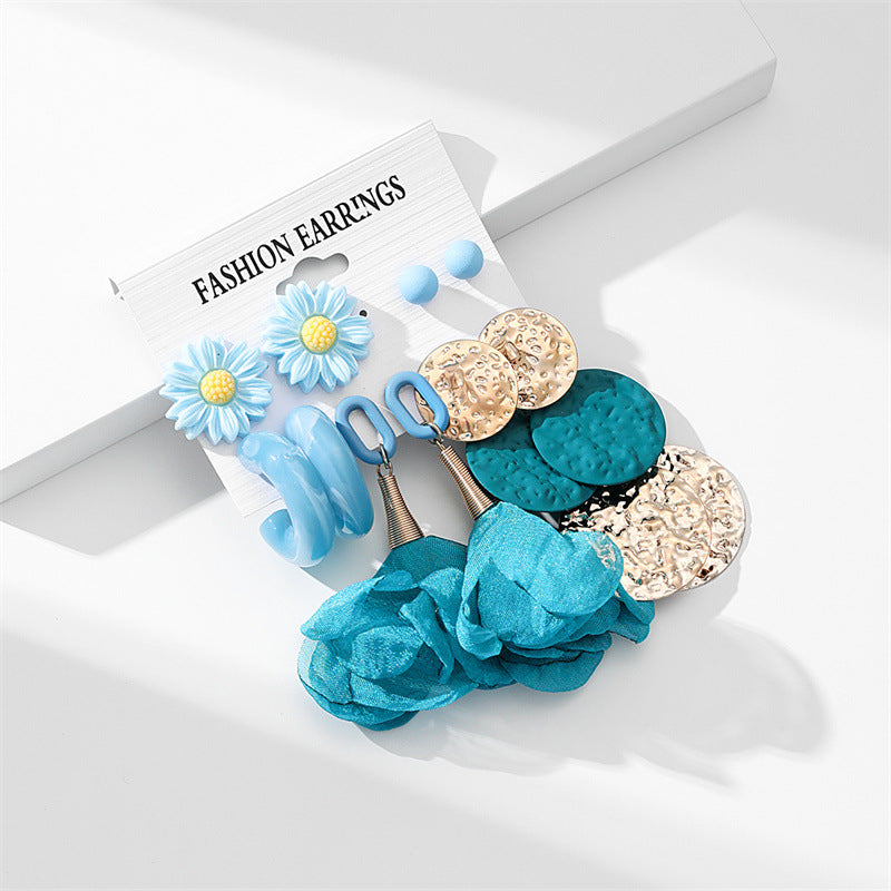 Wholesale Solid Color Flower Acrylic Earrings Set