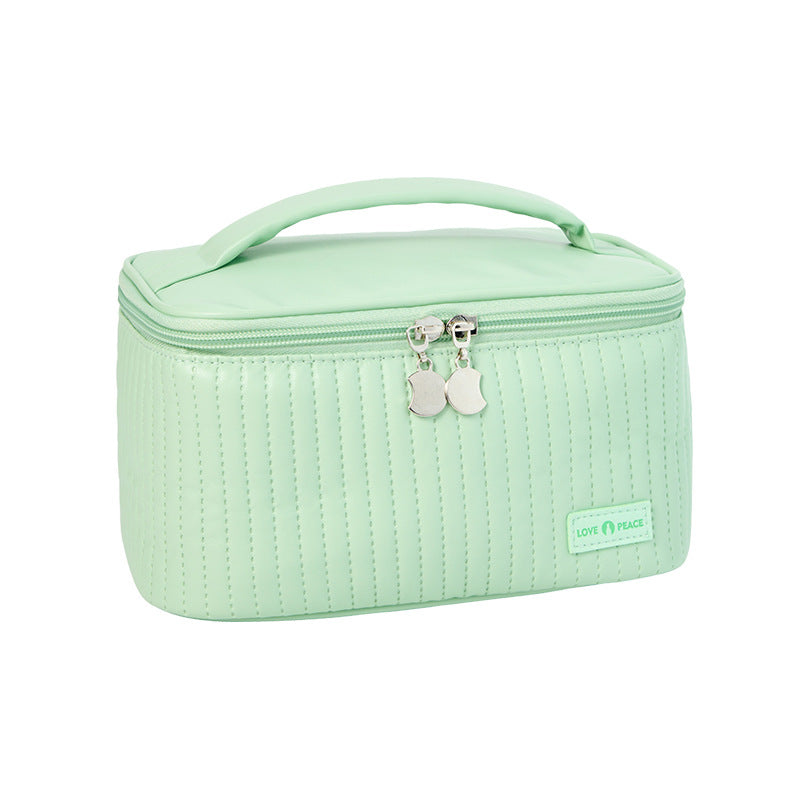 Wholesale PU Portable Storage Solid Color Portable Wash and Makeup Bags