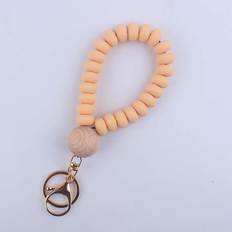 Wholesale Silicone Flat Bead Beaded Wrist Keychain