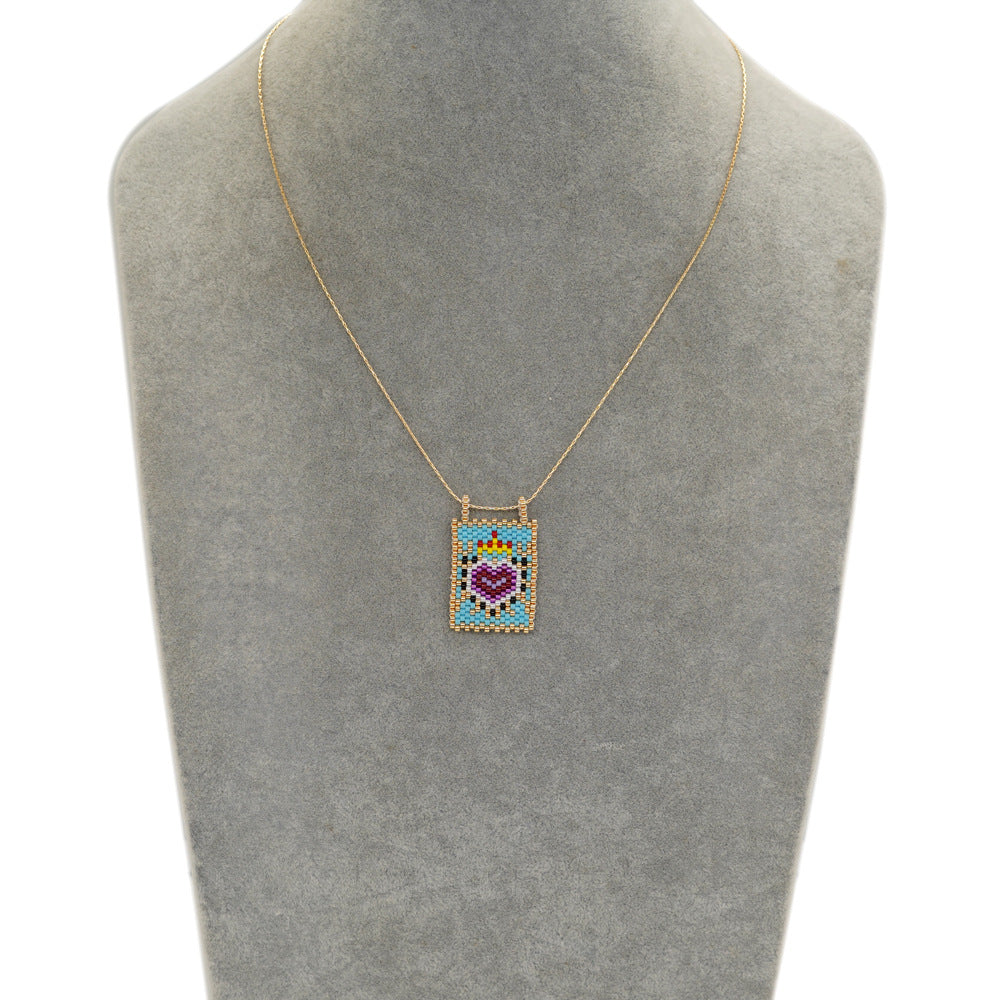 Wholesale Boho Crown Heart Cube Imitation Pearl Necklace