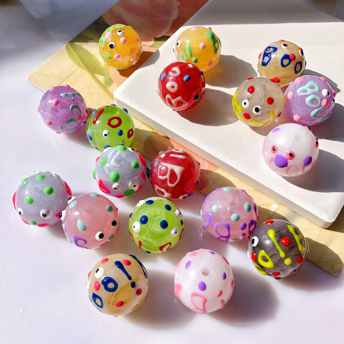 Wholesale 18*18MM Transparent Smudged Acrylic String Beads