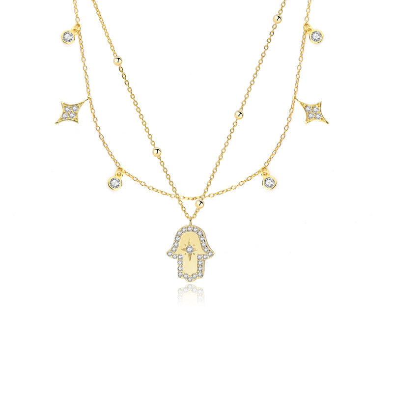 Collar de mano de Fátima plegada de doble capa de cobre al por mayor