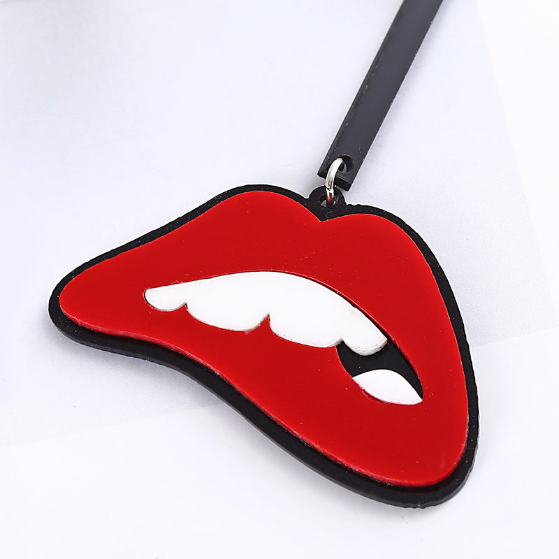 Lips rojos al por mayor mordiendo aretes acrílicos largos