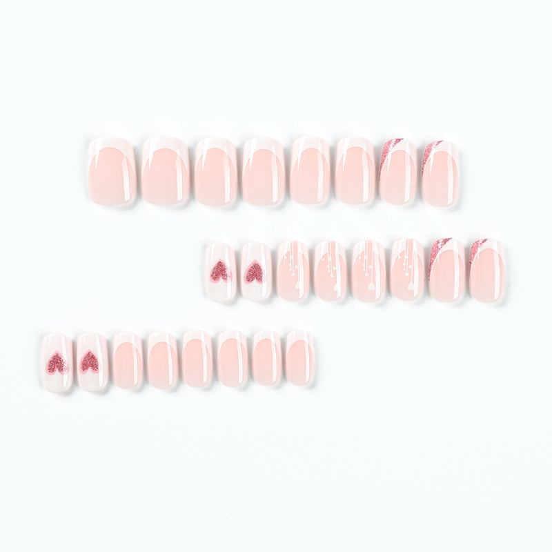 Wholesale Mid-length Valentine's Day White Edge Love Glitter Nail Art Glue