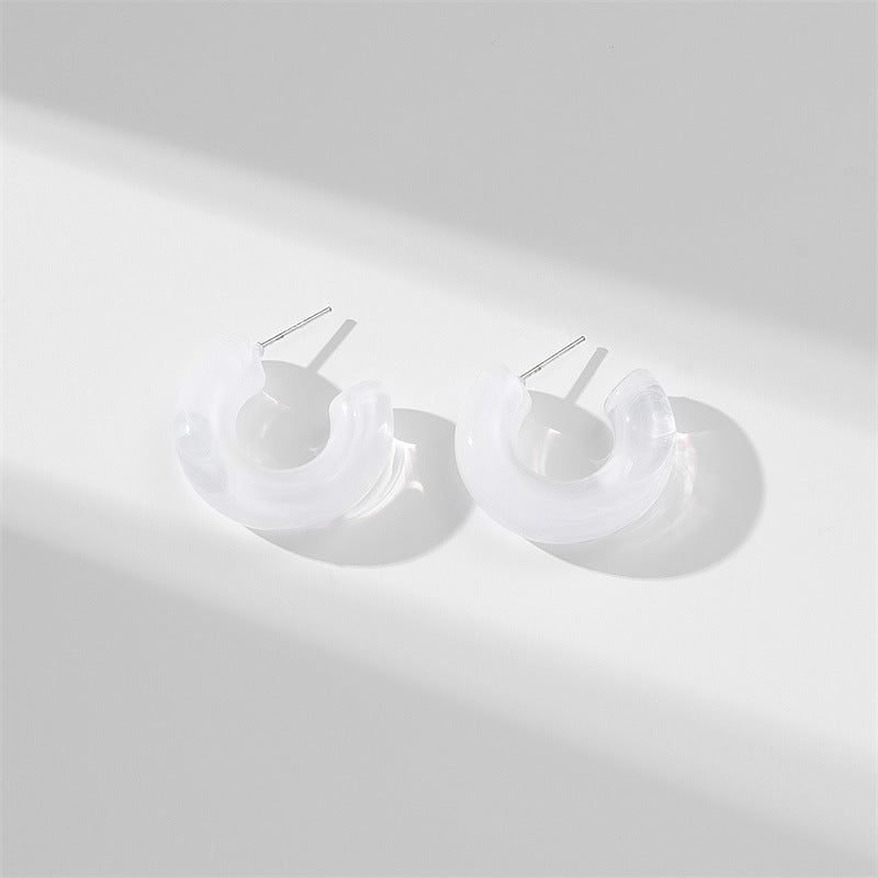 Wholesale Solid Color C Shape Plastic Earrings