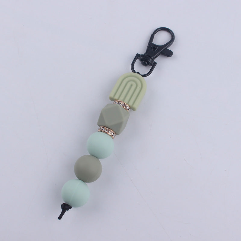Llavero con cuentas de silicona arcoiris al por mayor