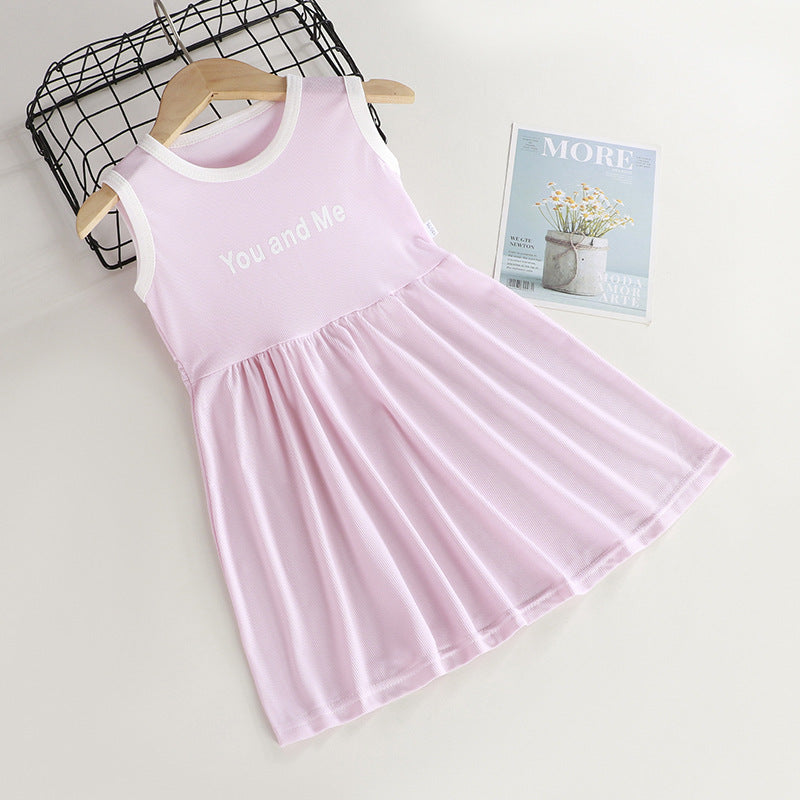 Wholesale 2023 Girls Summer Ice Silk Letter Dress