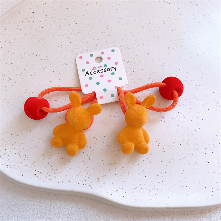 Wholesale Cartoon Flocking Peach Heart Bunny Children Hair Band