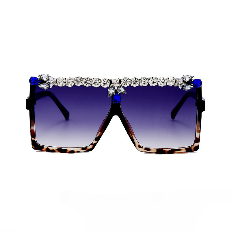 Wholesale Diamond Inlaid Square Large Frame PC Sunglasses