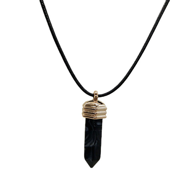 Wholesale Pendant Leather Cord Hexagon Pillar Resin Necklaces