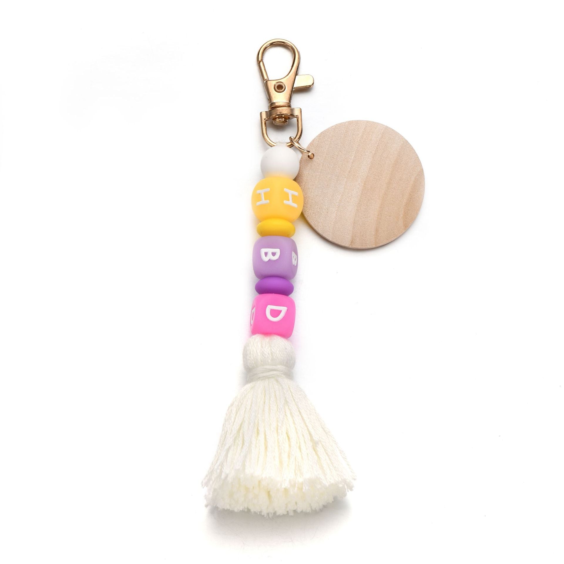 Llavero con cuentas de silicona de color luminoso al por mayor