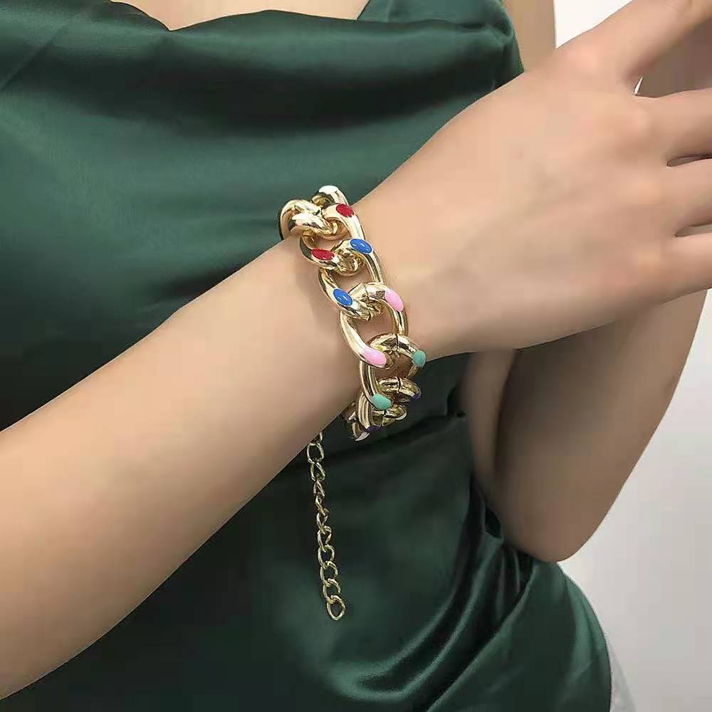 Wholesale Titanium Steel Enamel Color Oil Drop Cuban Chain