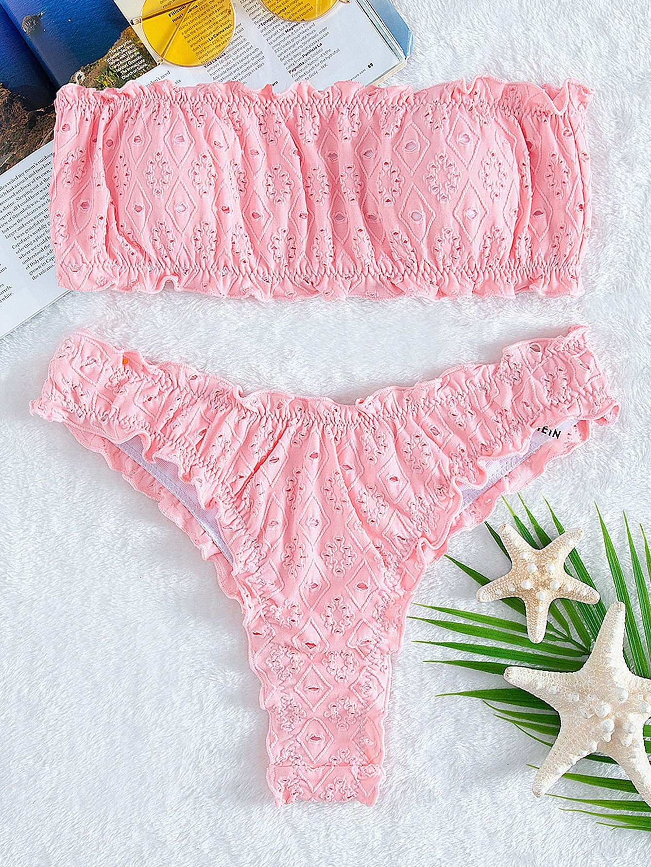 Wholesale Solid Color Tube Top Two-piece Polyester Swimwear