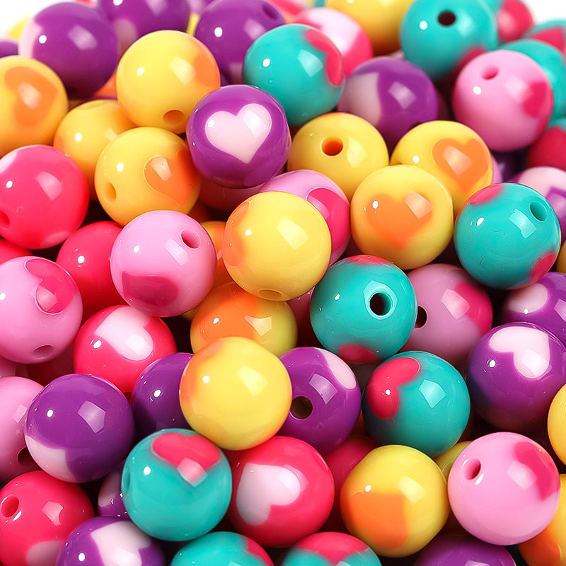 Wholesale 50pcs DIY 12MM 16MM Painted Heart Acrylic Beads