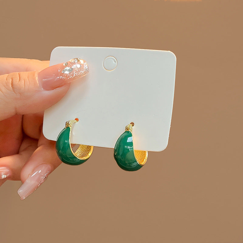 Wholesale Drip Glaze C Shape Vintage Alloy Earrings