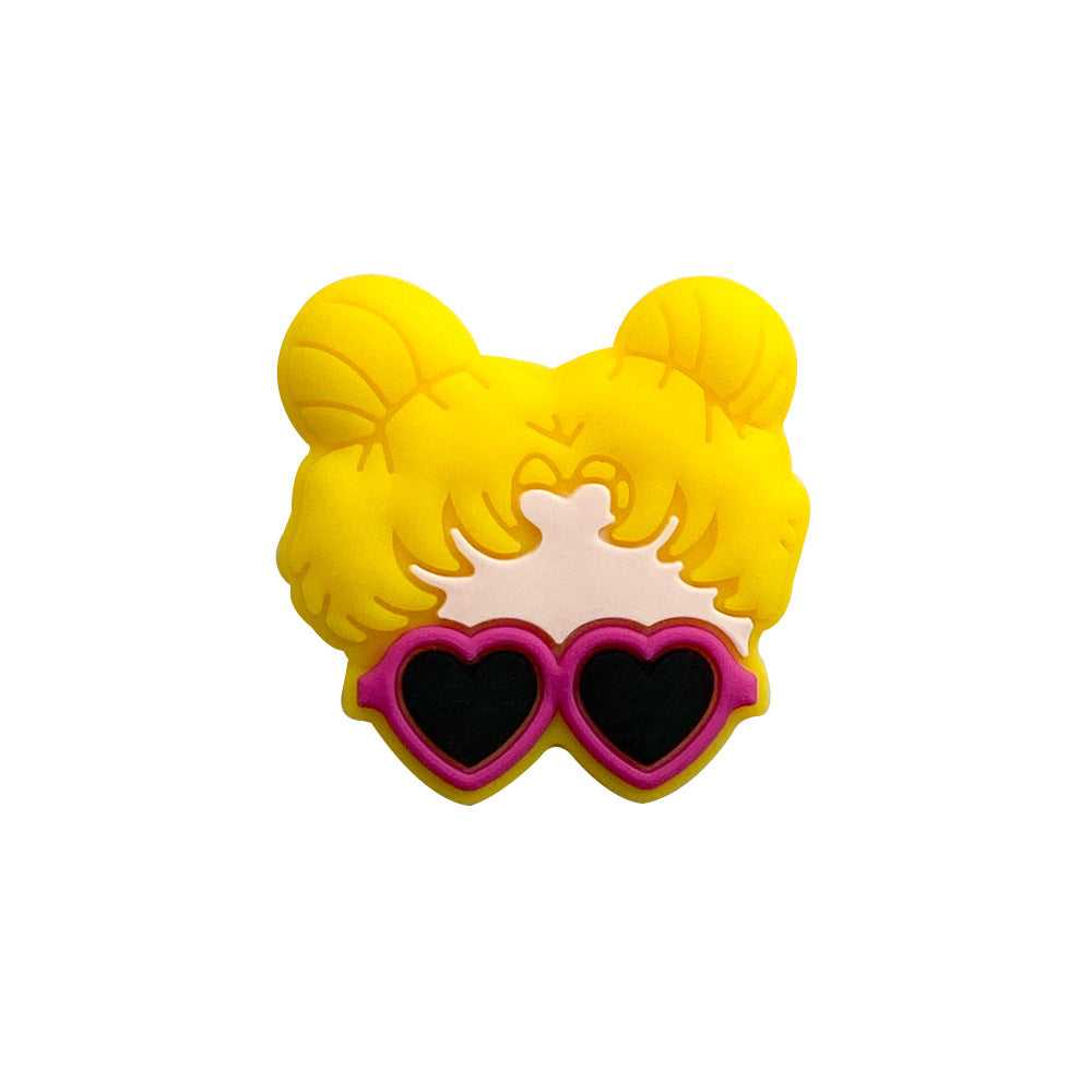 Venta al por mayor, 10 Uds. De cuentas de silicona para gafas de corazón y niña con tamaño de poro de 2,5mm