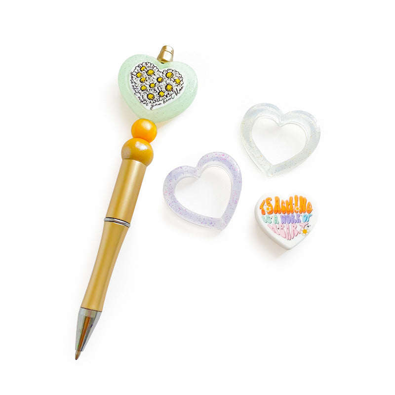 Wholesale 10PCS Sparkling Powder DIY Heart Round Silicone Beads