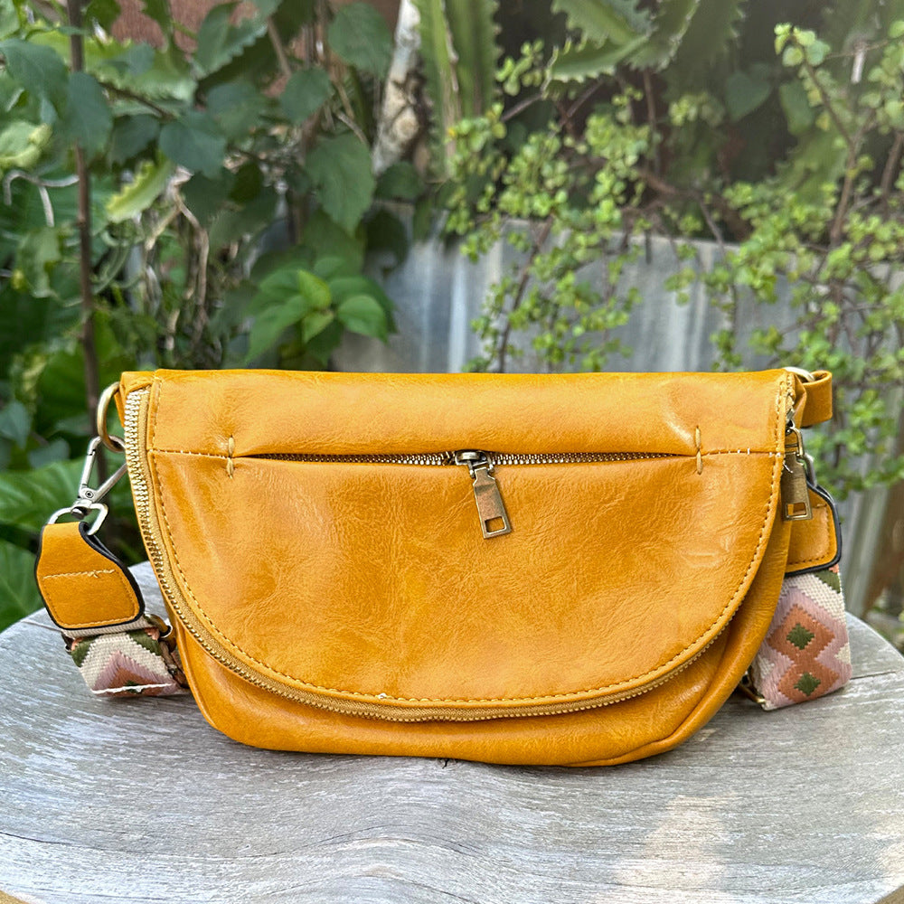 Wholesale Western Style Leopard Print Cow Print PU Folding Crossbody Bag Chest Bag