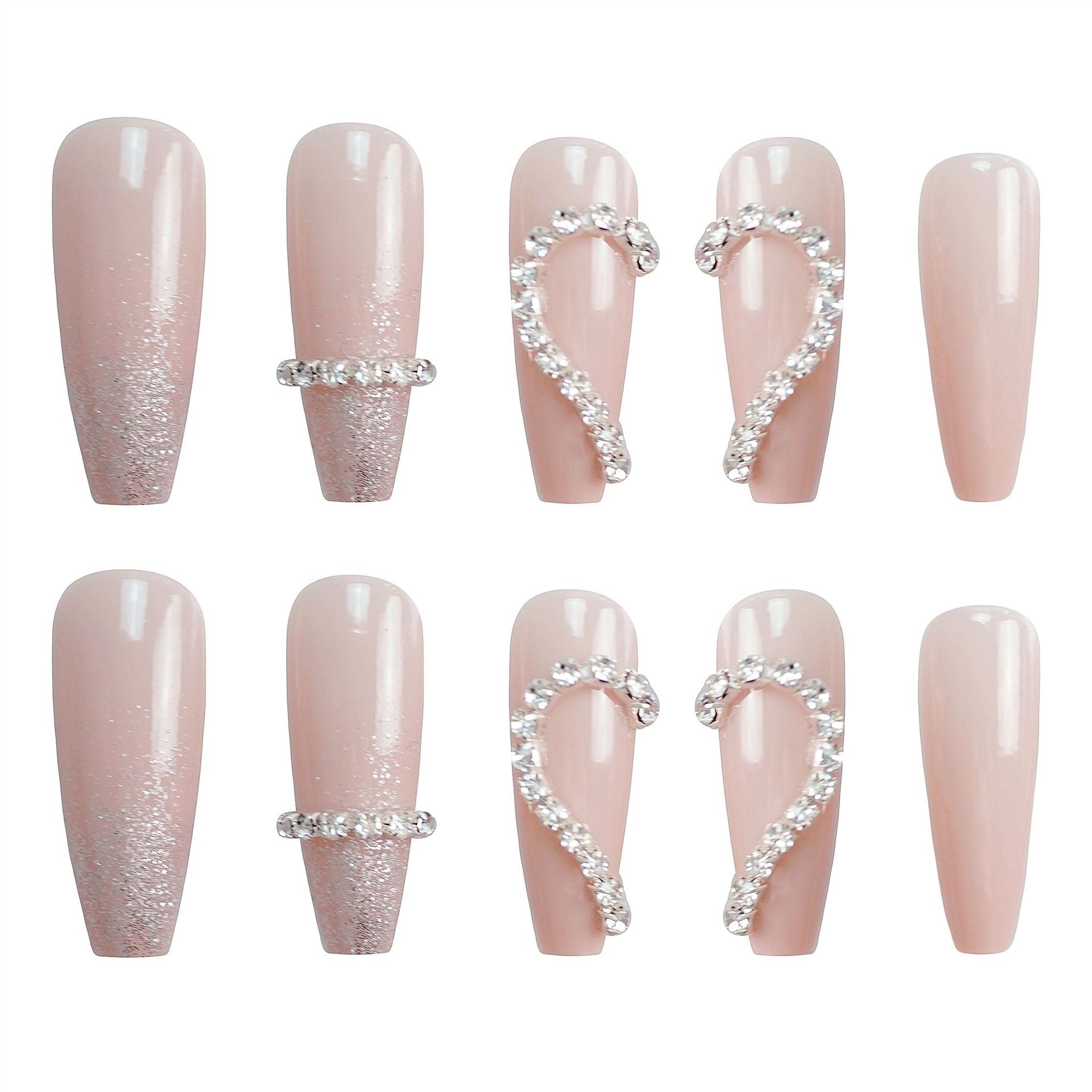 Wholesale False Nails Detachable Heart Shape With Drill Nail Stickers