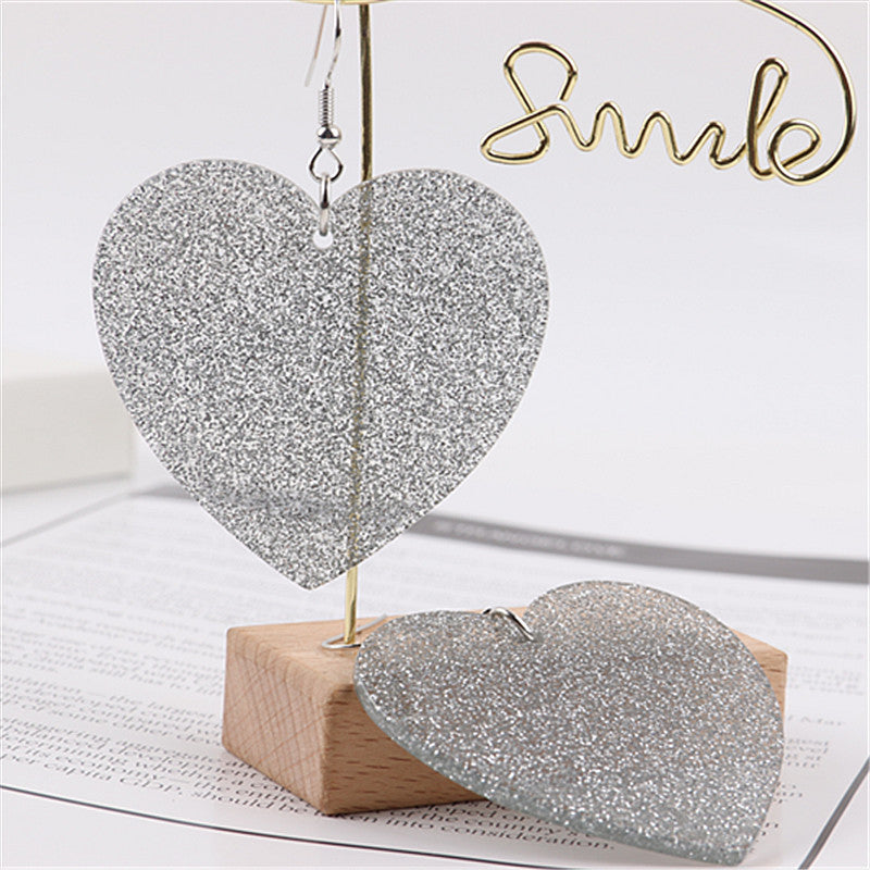 Wholesale Valentine's Day Glitter Heart Acrylic Earrings