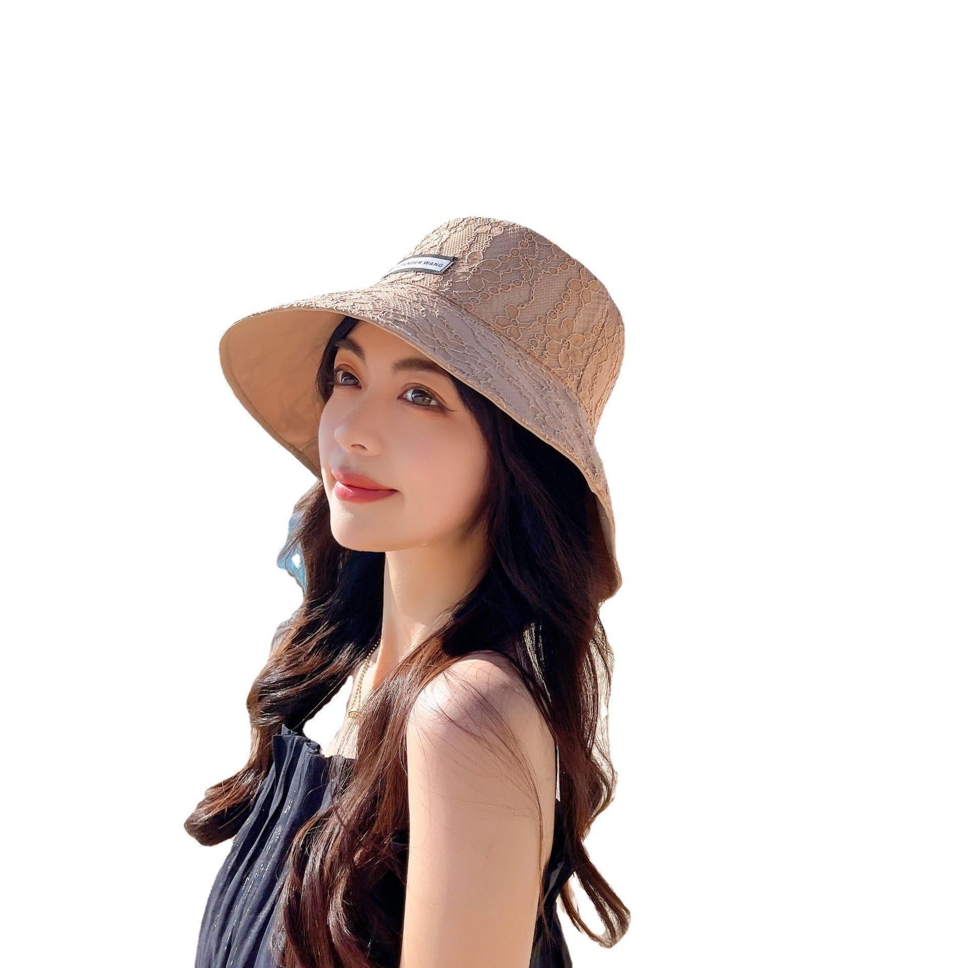 Sombrero de pescador de doble cara con encaje de poliéster y algodón al por mayor para mujer