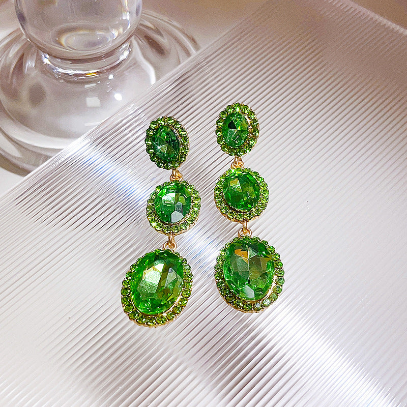 Wholesale Vintage Rhinestone Oval Exaggerated Alloy Earrings