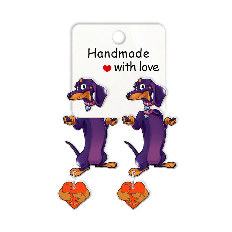 Wholesale Cartoon Cute Animal Dachshund Acrylic Earrings