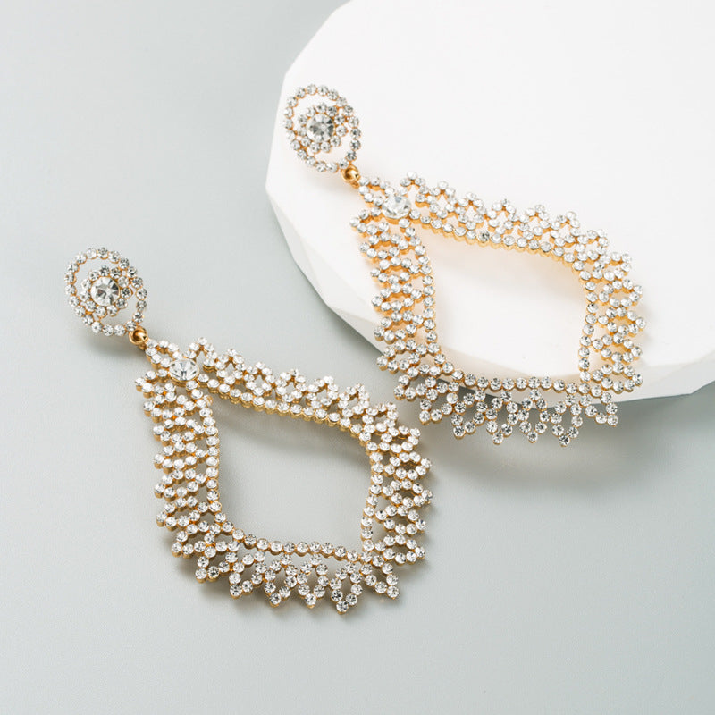 Wholesale Fancy Color Diamond Long Alloy Earrings