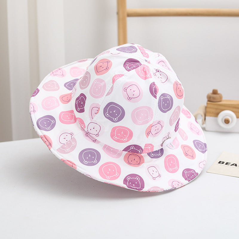 Sombrero de pescador para niños con diseño de osito grande de algodón al por mayor