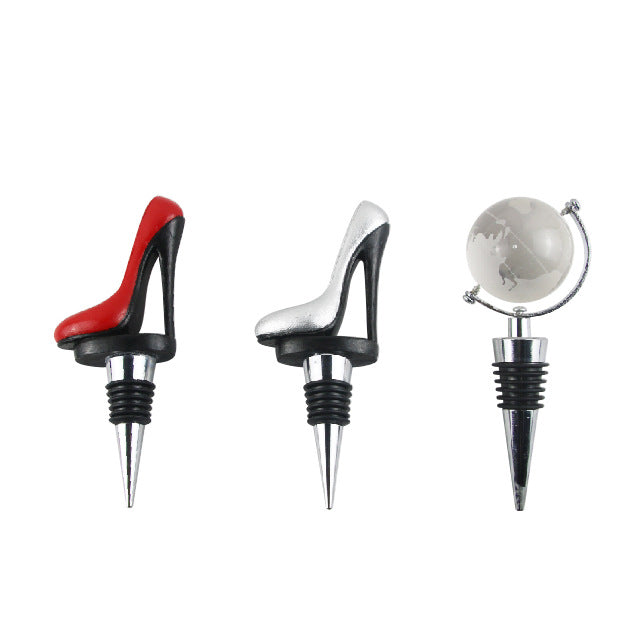 Wholesale Resin High-heeled Shoes/globe Red Wine Stopper
