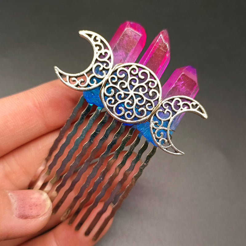 Wholesale Natural Crystal Hair Comb Metal Hair Clips