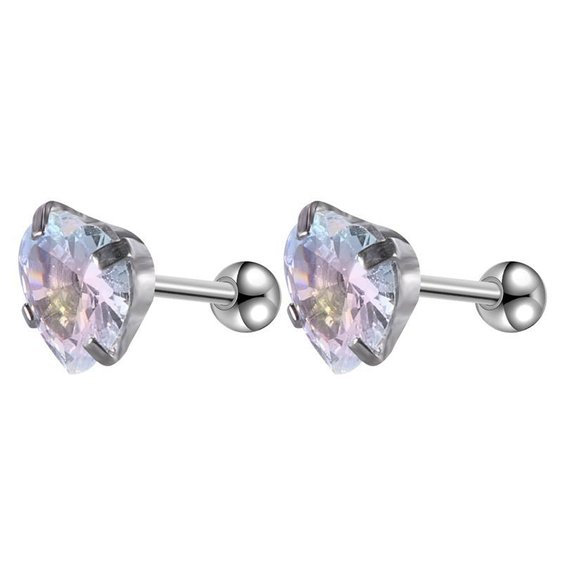 Venta al por mayor Pendientes Premium Zirconia Color Acero Inoxidable