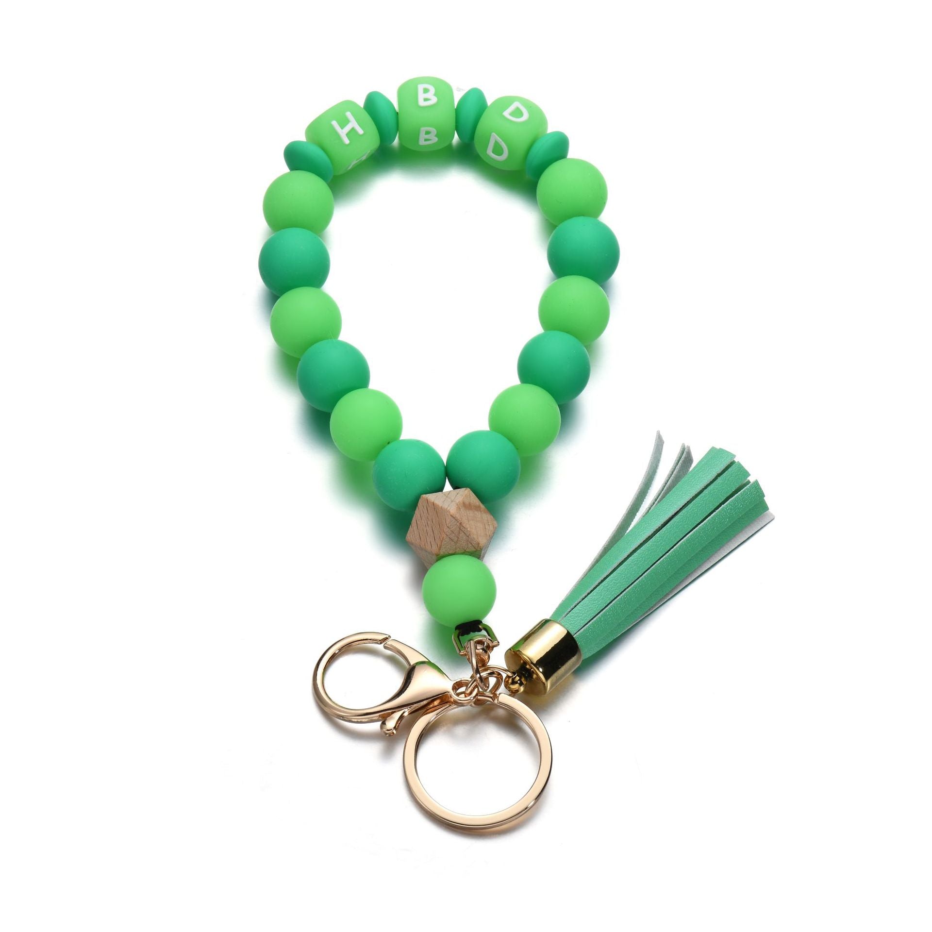 Wholesale Luminous Color Silicone Beaded Wrist Keychain