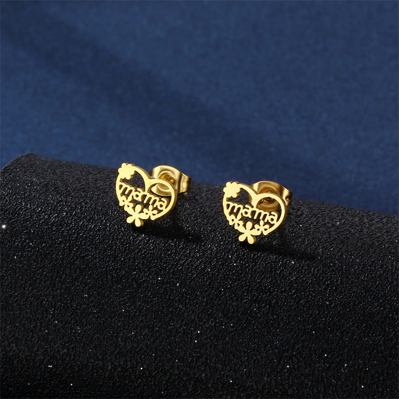 Venta al por mayor, regalo para el día de la madre, conjunto de pendientes de collar de acero inoxidable MAMA