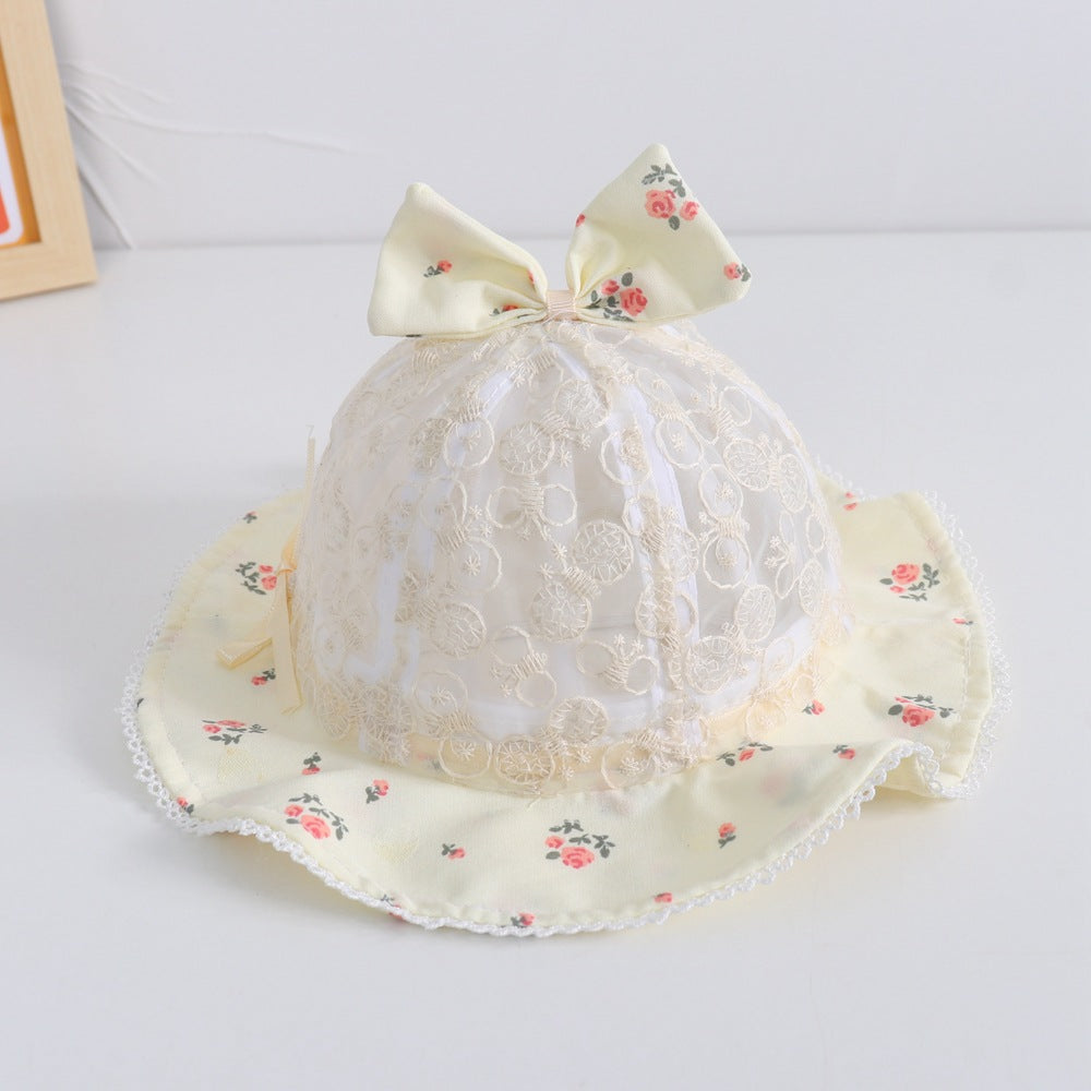 Wholesale Sun Hat Lace Bow Kids Cotton Bucket Hat