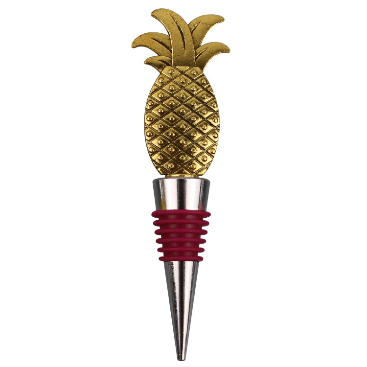 Wholesale DIY Gold Pineapple Zinc Alloy Red Wine Bottle Stoppers