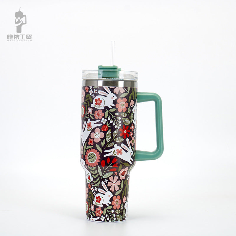 Wholesale 40oz Stainless Steel Western Style Aztec Leopard Print Car Straw Cup Ice Bullies Cup