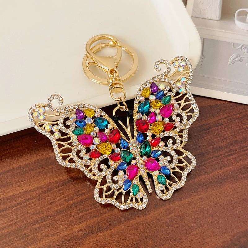 Wholesale Zinc Alloy Crystal Full Diamond Hollow Butterfly Keychain