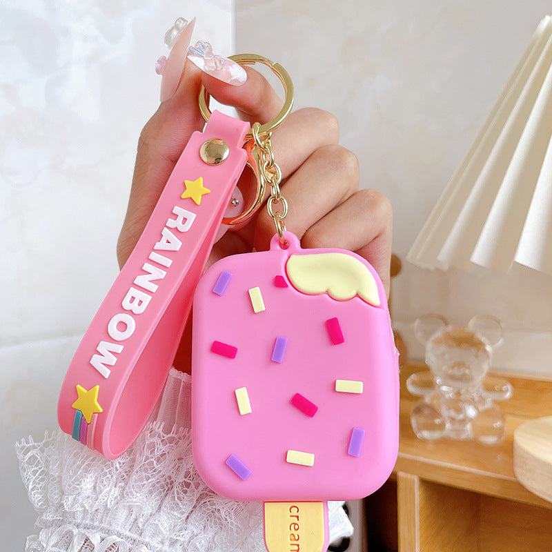 Wholesale Softgel Ice Cream Coin Purse Keychains