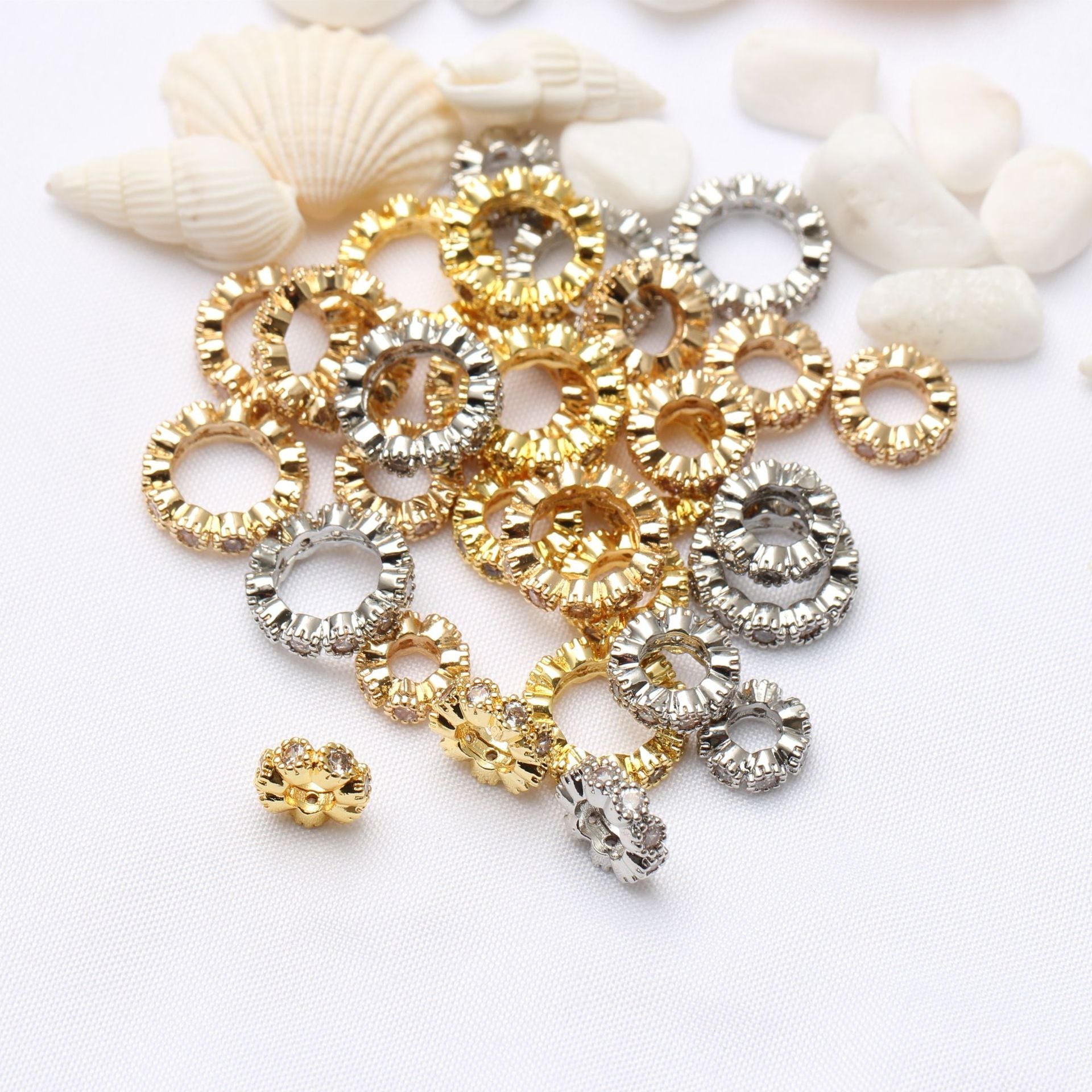 Cuentas de cobre de circón de circón de micro incrustaciones de 5 piezas al por mayor