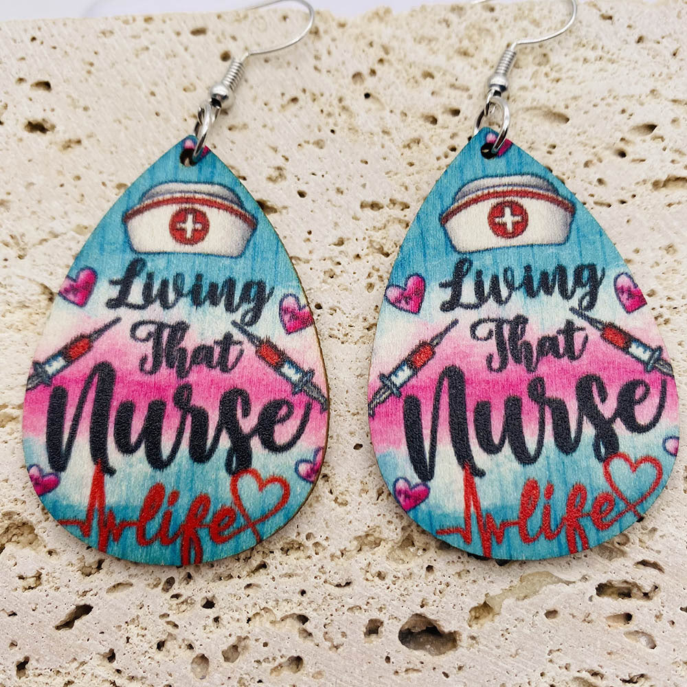 Pendientes De Madera De Lágrima Del Día De Las Enfermeras al por mayor