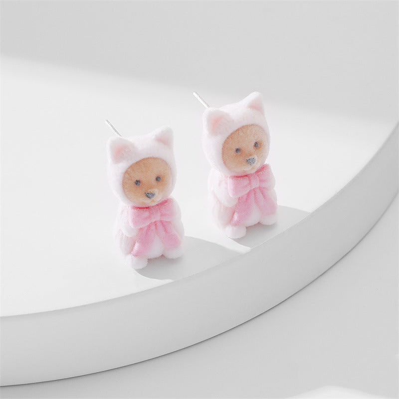 Wholesale Cute Animals Cartoon Flocking Earrings