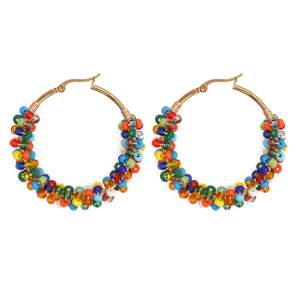 Wholesale Jewelry Ethnic Eyes Rice Beads Earrings