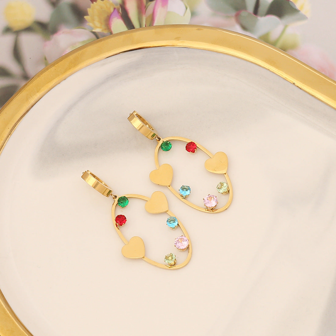 Joyas al por mayor Corazón de mariposa Pendientes de acero inoxidable