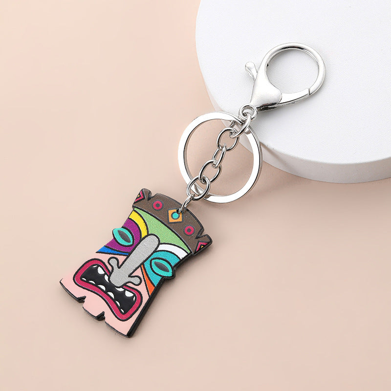 Wholesale Acrylic Boho Villain Face Mask Keychain