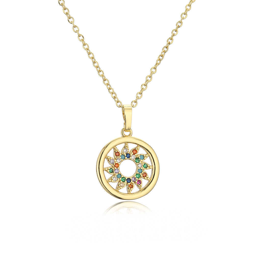 Wholesale Gold Plated Zircon Sun Moon Star Copper Necklaces